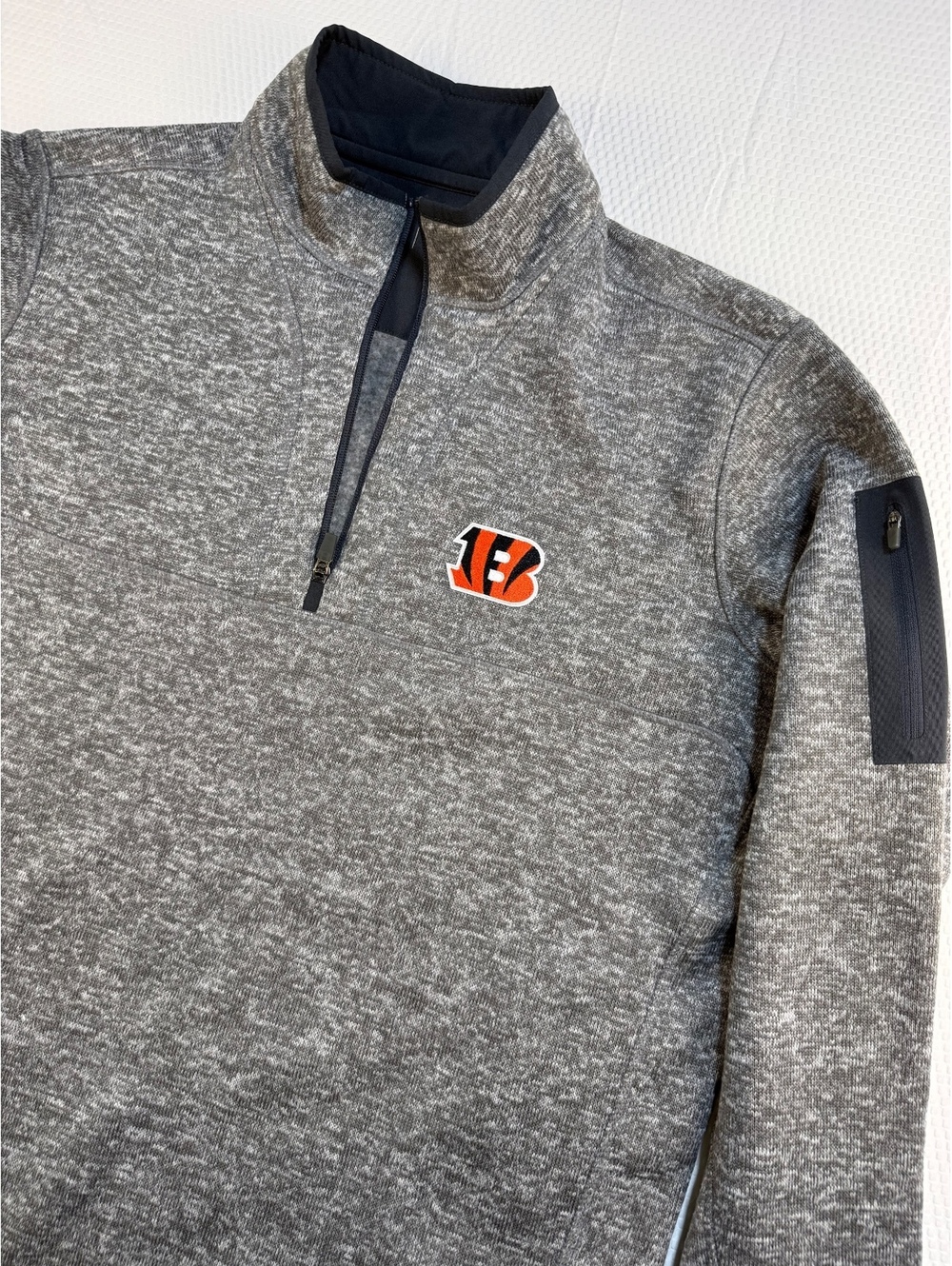 Antigua Cincinnati Bengals Fortune Quarter Zip Men XL Gray Sporty NFL Who Dey